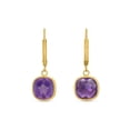 thumbnail image 4 of Cushion Cut Gemstone Bezel Set Dangle Earrings in 14K Gold, 4 of 6