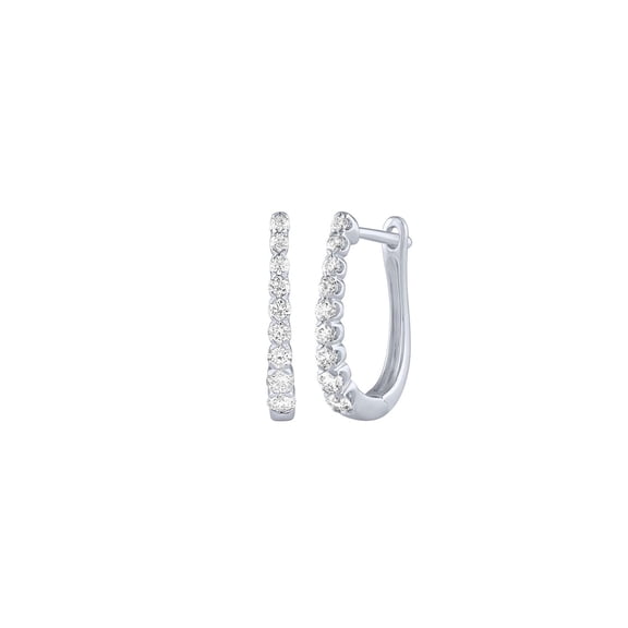 Round Cut Oval Shape Diamond Hoop Earrings in 14K Gold
