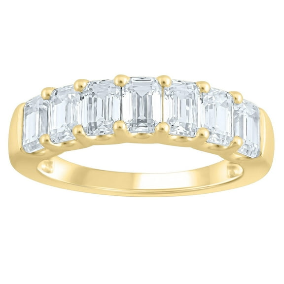 Lab Created Emerald Cut 1.96 CT. T.W. 7 Stone Diamond Ring in 18K Gold