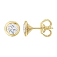 thumbnail image 2 of Lab Created White Sapphire Bezel Set Stud Earrings in 14K Gold, 2 of 4