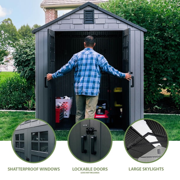 Lifetime 7' x 7' Outdoor Storage Shed, Gray - Samsclub.com