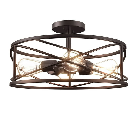 Cedar Hill 4 -Light 17-in Matte Bronze Semi Flush Mount Light with Light Bulb