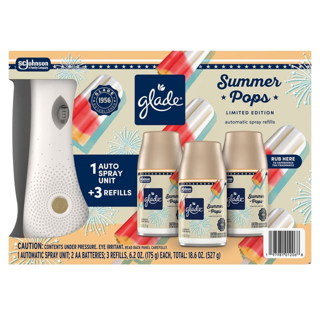 Glade Automatic Spray Air Freshener Americana Collection, Summer Pops, 1 Holder + 3 Refills