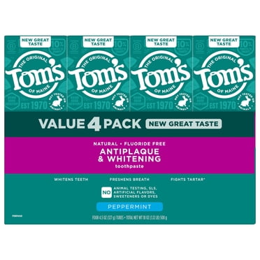 Tom's of Maine Fluoride-Free Antiplaque & Whitening Toothpaste, 4.5 oz., 4 pk.