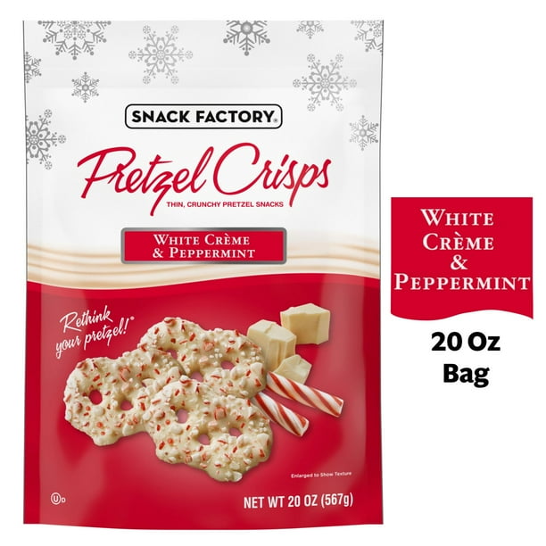 Snack Factory, Holiday White Crème & Peppermint Covered Pretzels