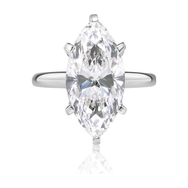 Lab Created Marquise Cut Solitaire Diamond Ring