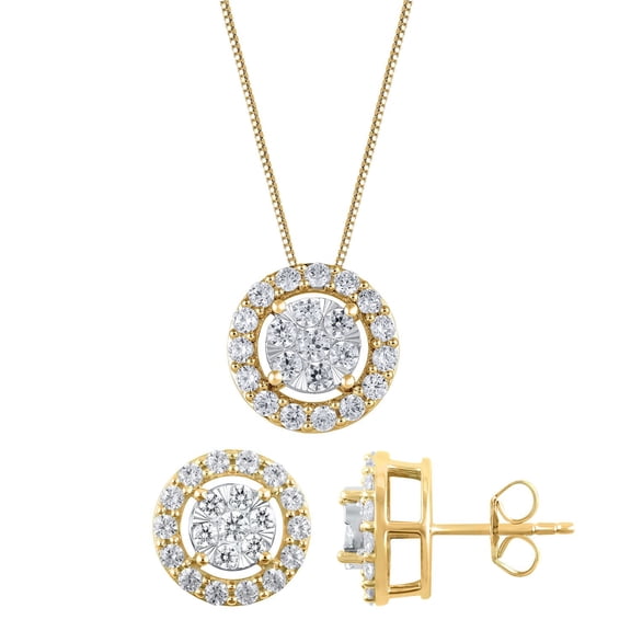 1.96 CT. T.W. Diamond Earring and Pendant Set in 14K Gold