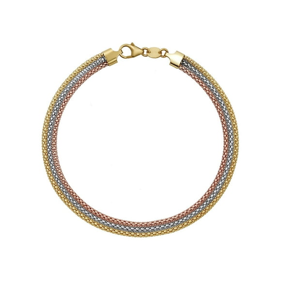 Tricolor Popcorn Chain Bracelet in 14K Gold