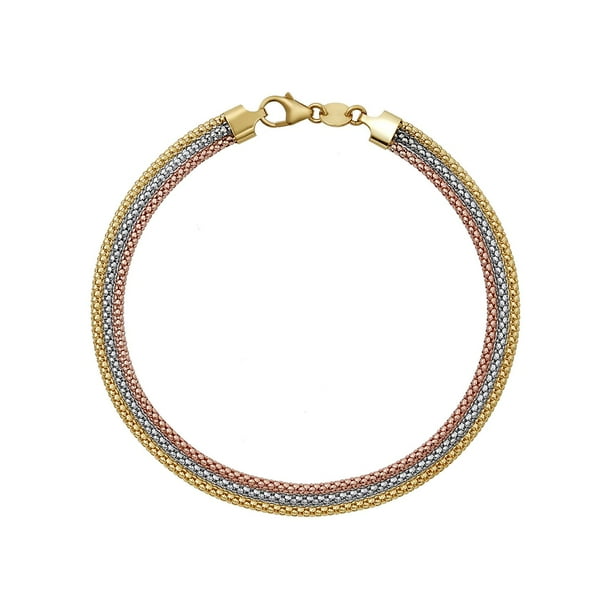 Tricolor Popcorn Chain Bracelet in 14K Gold - Samsclub.com