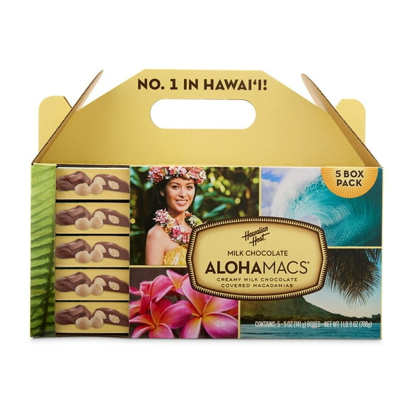 Hawaiian Host Alohamacs Milk Chocolate Covered Macadamia Handy Pack, 5 pk.