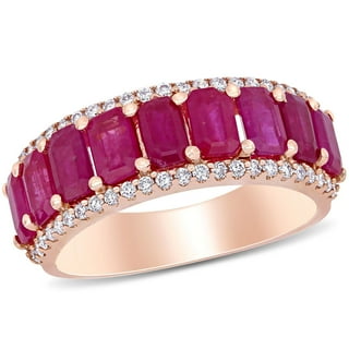 Ruby and 0.28 CT. T.W. Diamond 9-Stone Ring in 14K Gold