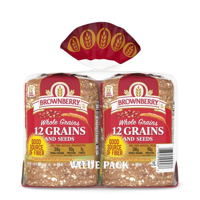 Brownberry Whole Grains 12 Grain Bread 24oz, 2pk