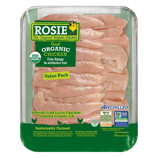 Rosie Organic Boneless and Skinless Chicken Tenders, priced per pound