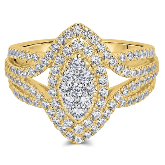 1.00 CT. T.W. Round Cut Marquise Shape Halo Diamond Ring in 14K Gold