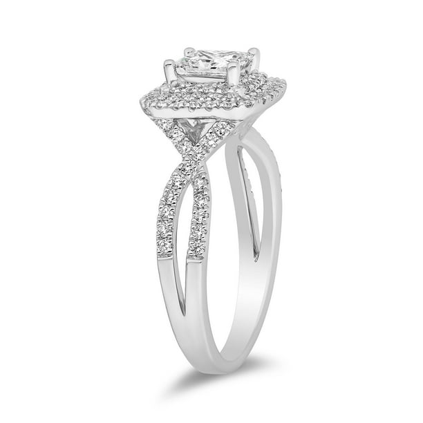 kaosssさま専用 daughtersjewelry Halo ho Double-Band Princess Cut Halo Engagement Ring - XO Jewels