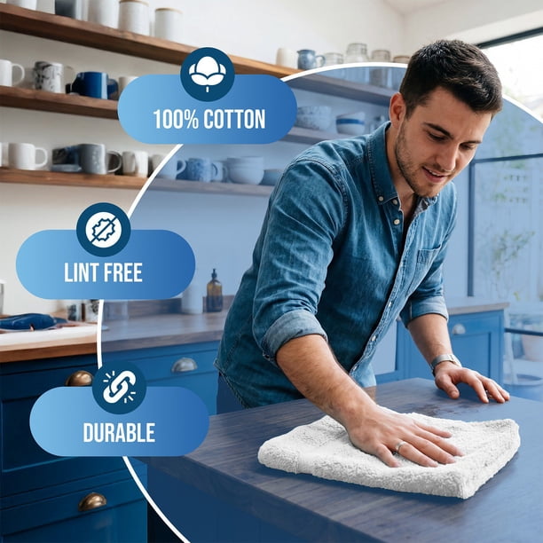 Simpli-Magic Commercial Cotton Hand Towels Wash Cleaning Cloths