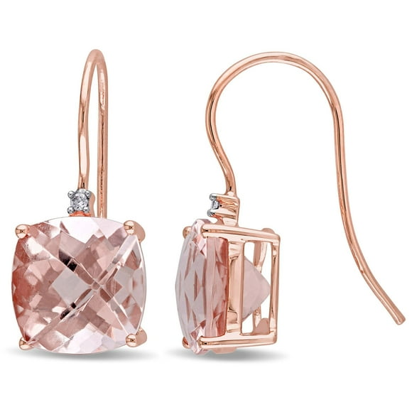 Morganite and Diamond Accent Dangle Earrings in 14K Gold
