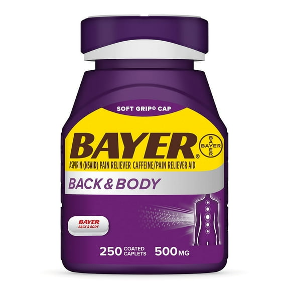 Bayer Back and Body Pain Reliever Aspirin with Caffeine, 500 mg. Caplets, 250 ct.