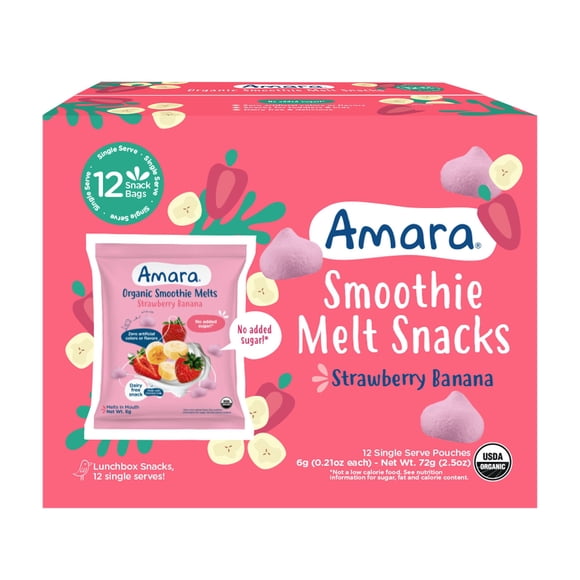 Amara Organic Strawberry Banana Smoothie Melts, 12 pk.
