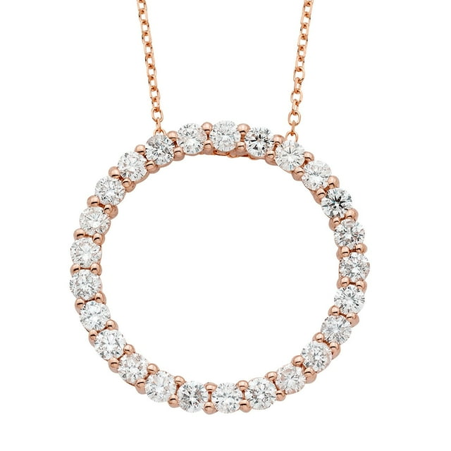 1.00 CT. T.W. Round Cut Circle Diamond Pendant Necklace in 14K Gold