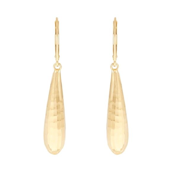 Italian Diamond-Cut Elongated Teardrop Earrings in 14k Yellow Gold