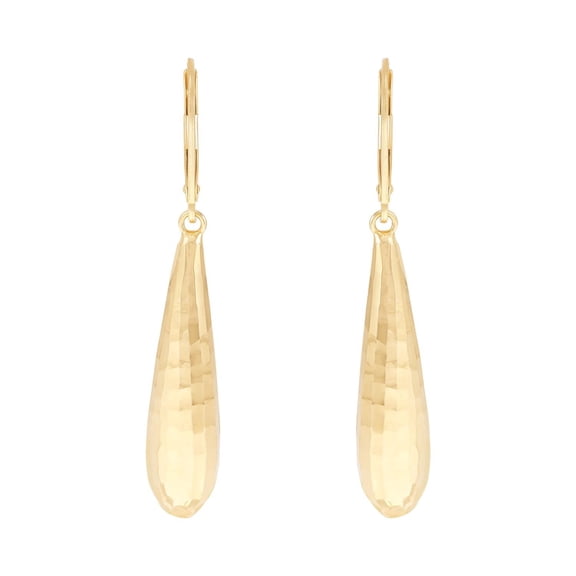 Italian Diamond-Cut Elongated Teardrop Earrings in 14k Yellow Gold