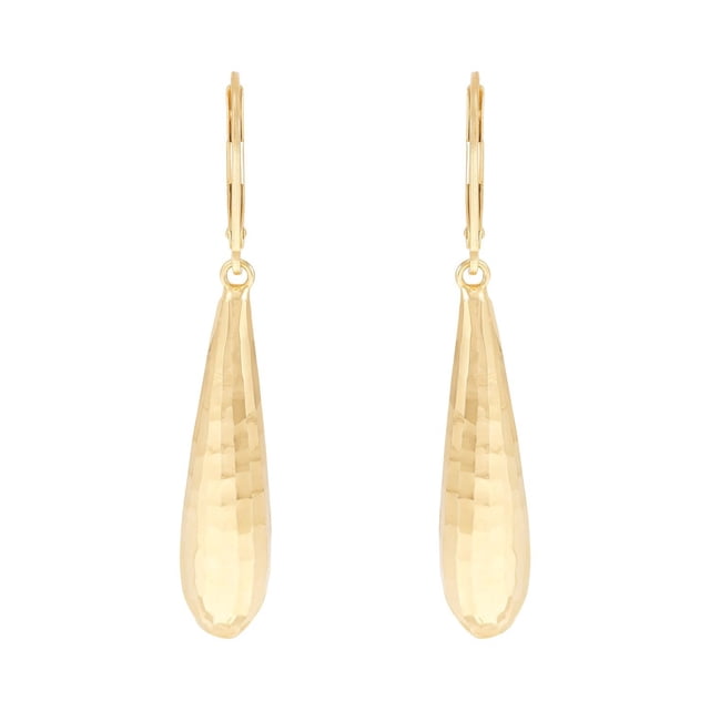 Italian Diamond-Cut Elongated Teardrop Earrings in 14k Yellow Gold