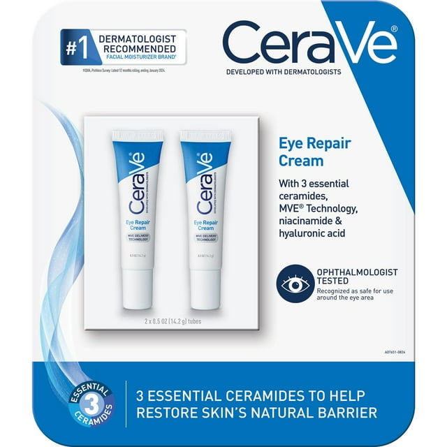 CeraVe Eye Repair Cream for Dark Circles & Puffiness, .5 oz., 2 pk.