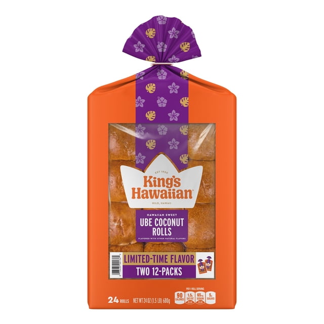 King's Hawaiian Ube Coconut Rolls, 24 pk.