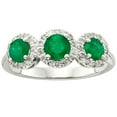 thumbnail image 1 of Round Cut 3 Stone Gemstone and 0.19 CT. T.W. Halo Diamond Ring in 14K Gold, 1 of 4