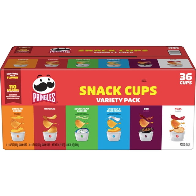 Pringles Potato Crisps Snack Cups, Variety Pack Chips, 0.67 oz., 36 ct.