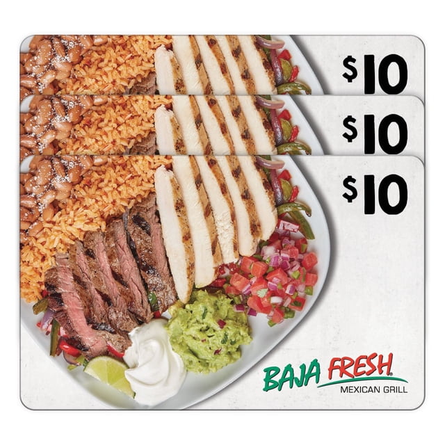 Baja Fresh $30 Gift Card Multi Pack, 3 x $10