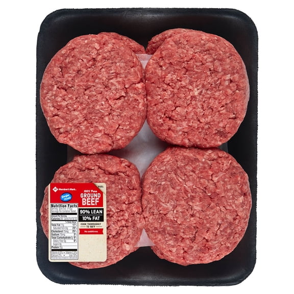 Member's Mark 90/10 Ground Beef Patties, priced per pound