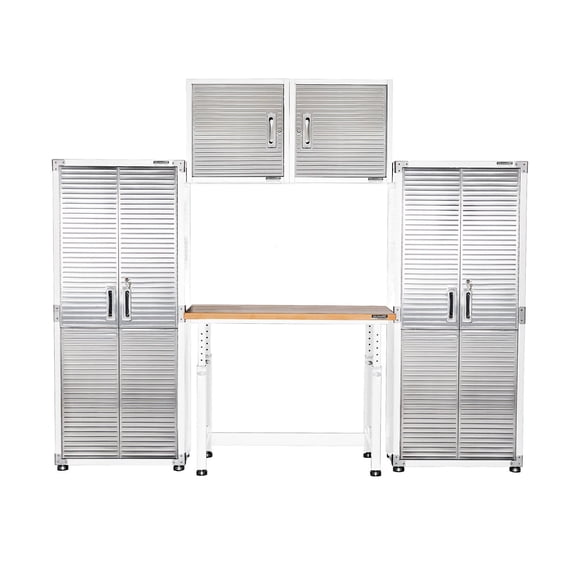 Seville Classics UltraHD 5-Piece Storage Cabinet System with Height Adjustable Workbench, 9' Wide