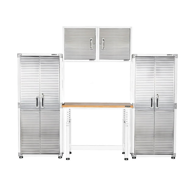 Seville Classics UltraHD 5-Piece Storage Cabinet System with Height Adjustable Workbench, 9' Wide