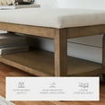 thumbnail image 3 of Westport Beige Fabric Upholstery and Wood Bench with Lower Storage Shelf, 3 of 7
