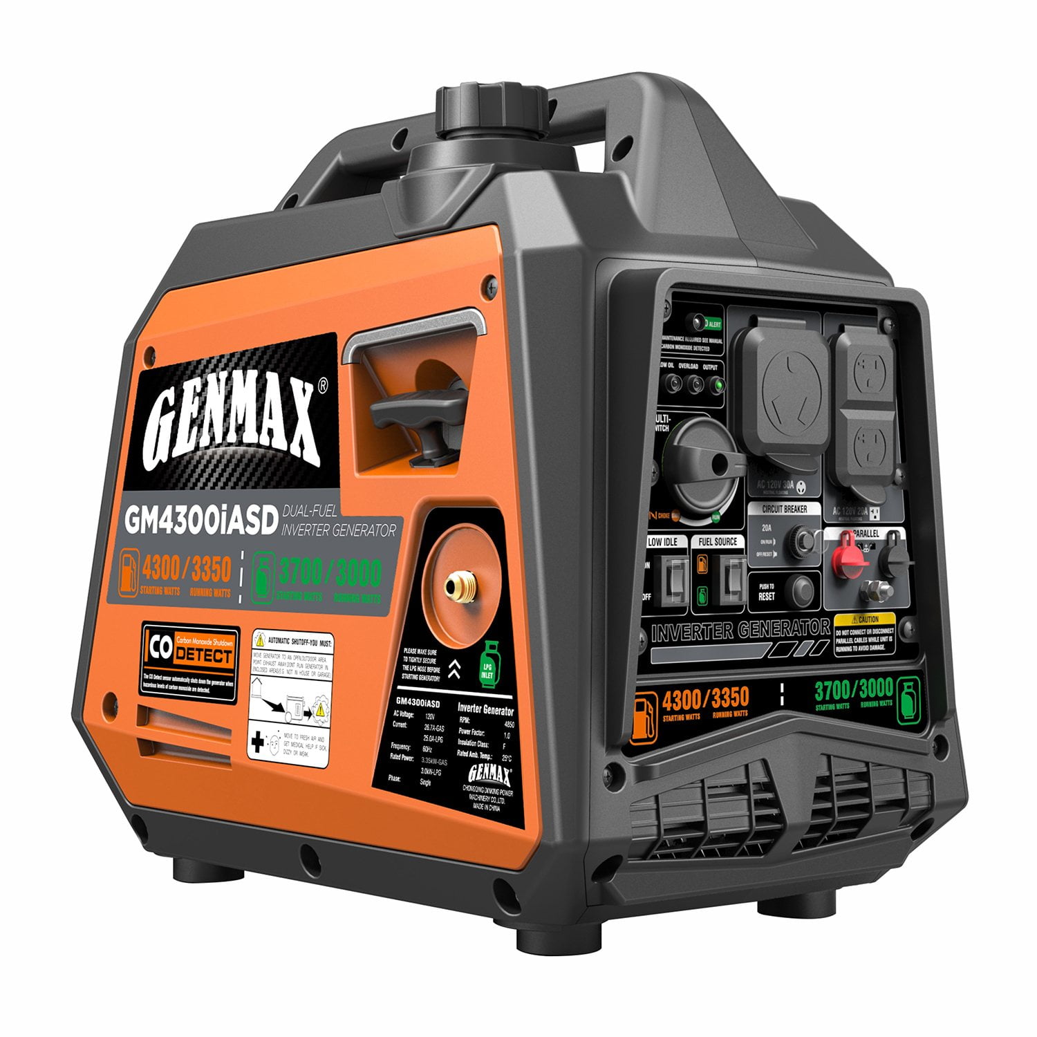 4300/3350-Watt Genmax Dual Fuel Lightweight Portable Inverter With