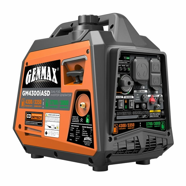 4300/3350-Watt Genmax Dual Fuel Lightweight Portable Inverter With CO Sensor