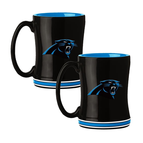Logo Brands Carolina Panthers 14oz Relief Mug Set