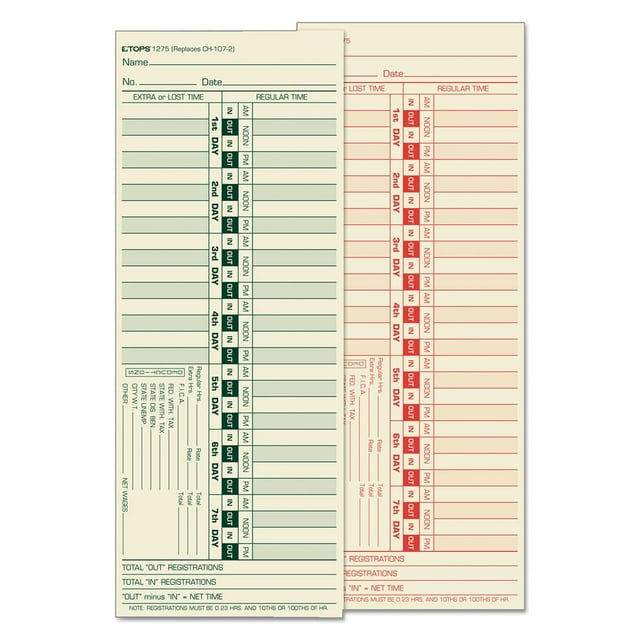 TOPS - Bi-Weekly Time Clock Cards