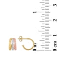 thumbnail image 4 of Tri-Color High Polish Huggie Hoop Earrings in 14K Gold, 4 of 5