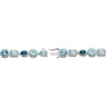 thumbnail image 3 of Multi-Cut Gemstone Halo Tennis Bracelet in Sterling Silver, 3 of 5