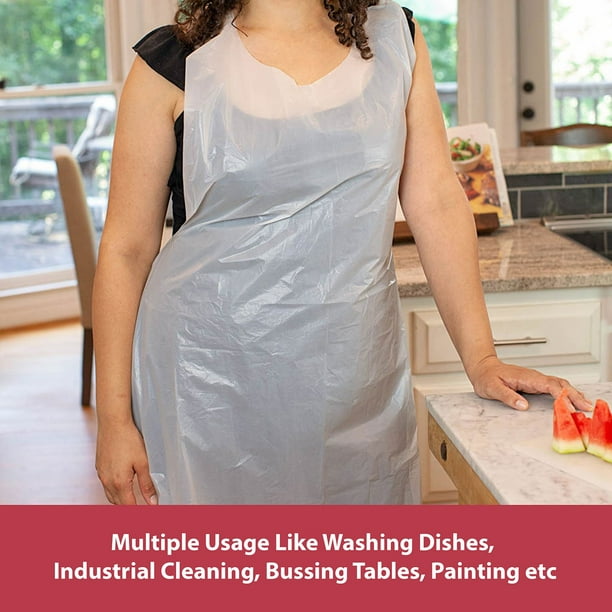 Kleen Chef Disposable Waterproof Poly Aprons, White 100 ct