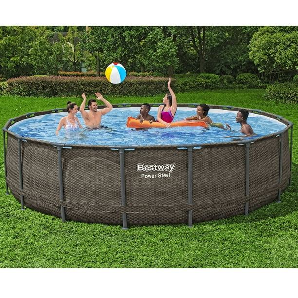 Bestway Power Steel Round Above Ground Pool Set, 18' x 48