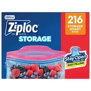 Ziploc Brand Quart Storage Bags, Stay Open Design, Easy to Fill, 216 ct.
