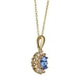 thumbnail image 2 of Oval Cut Gemstone & 0.18 CT. T.W. Starburst Pendant Necklace in 14K Gold, 2 of 4