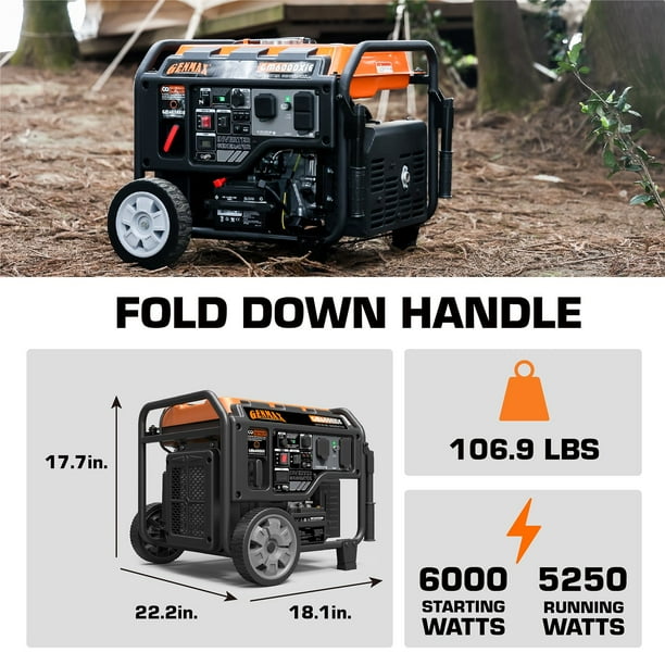 6000/5250-Watt Genmax Gas-Powered Open Frame Inverter With CO