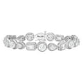 thumbnail image 1 of Multi-Cut Gemstone Halo Tennis Bracelet in Sterling Silver, 1 of 3