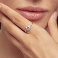 thumbnail image 4 of Round Cut Gemstone & 0.13 CT. T.W. Halo Diamond Ring in 14K Gold, 4 of 6