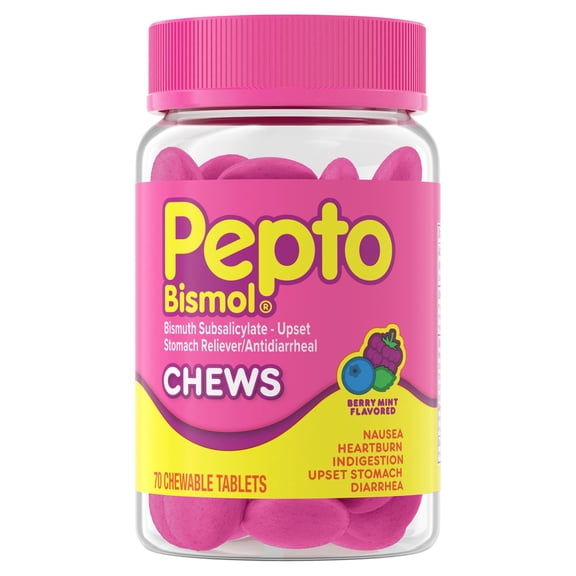 Pepto Bismol 5 - Symptom Stomach Relief, Berry Mint Chewable Tablets, 70 ct.